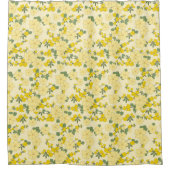 美しい黄色のフローラアート シャワーカーテン (正面)