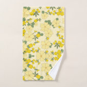美しい黄色のフローラアート バスタオルセット (ハンドタオル)