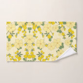 美しい黄色のフローラアート バスタオルセット (ハンドタオル)