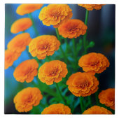 美しい黄色のマリゴールドの花 タイル (正面)