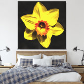 美しい黄色の水仙春フラワーオングレー キャンバスプリント (インサイチュ (寝室))