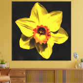 美しい黄色の水仙春フラワーオングレー キャンバスプリント (インサイチュ (リビング))