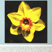 美しい黄色の水仙春フラワーオングレー キャンバスプリント (インサイチュ (ウッドフロア))