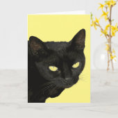 美しい黄色の目をした黒猫のベクターアート カード (黄色い花)