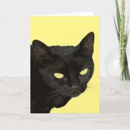 美しい黄色の目をした黒猫のベクターアート カード
