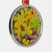 美しい黄色の秋のラン メタルオーナメント (右)