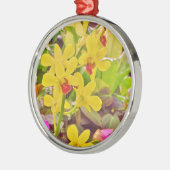 美しい黄色の秋のラン メタルオーナメント (左)