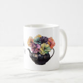 美しい黄色の紫色の緑の花 コーヒーマグカップ (正面右)
