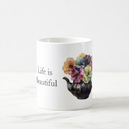美しい黄色の紫色の緑の花 コーヒーマグカップ