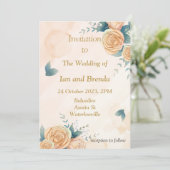 美しい黄色の花の結婚式招待状 招待状 (スタンド正面)