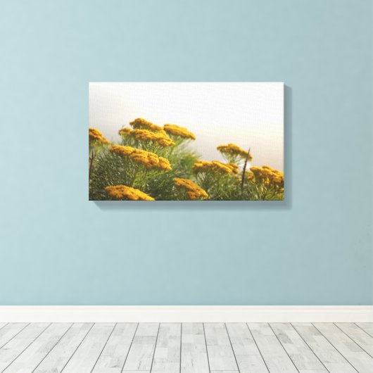 美しい黄色の花引き伸ばしキャンバス印刷 キャンバスプリント (インサイチュ (ウッドフロア))