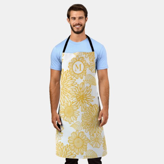 美しい黄色の花 エプロン (着用した状態)