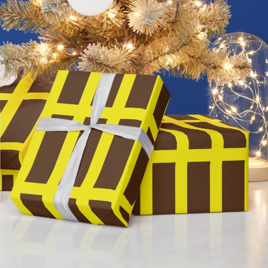 美しい黄色の茶色の長方形ラッピング紙 ラッピングペーパー (クリスマス)
