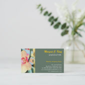 美しい黄色の蘭の花の植物性の緑 名刺 (スタンド正面)