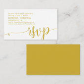 美しい黄色の金ゴールド、結婚式のRSVPの応答 エンクロージャーカード (正面/裏面)