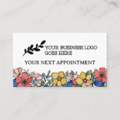 美しい黄色の青い珊瑚花のロゴ 予約カード (正面)