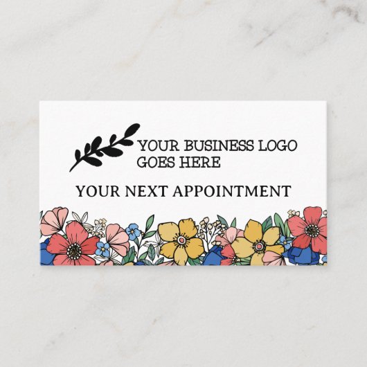 美しい黄色の青い珊瑚花のロゴ 予約カード (正面)