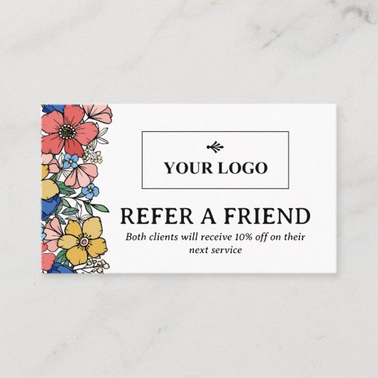 美しい黄色の青い珊瑚花のロゴ 紹介カード (正面)