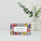 美しい黄色の青い珊瑚花の模様 名刺 (スタンド正面)