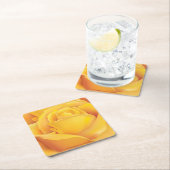 美しい黄色バラ スクエアペーパーコースター (インサイチュ)