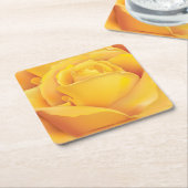 美しい黄色バラ スクエアペーパーコースター (アングル)