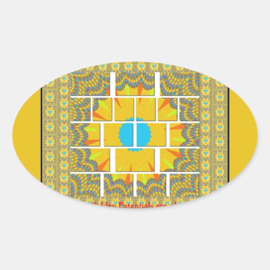 美しい黄色驚くべきグラフィックデザイン 楕円形シール (正面)