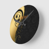 美しい黄金のエレガント黒 ラウンド壁時計 (傾斜)