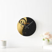 美しい黄金のエレガント黒 ラウンド壁時計 (ホーム)