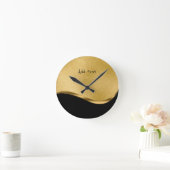 美しい黄金のエレガント黒 ラウンド壁時計 (ホーム)