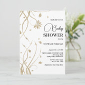 美しい黄金のグリッター渦巻き赤ちゃんシャワー 招待状 (スタンド正面)