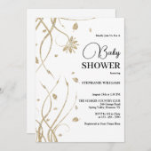 美しい黄金のグリッター渦巻き赤ちゃんシャワー 招待状 (正面/裏面)