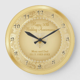 美しい黄金結婚50周年 ラージ壁時計