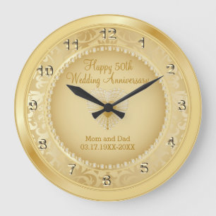 美しい黄金結婚50周年 ラージ壁時計