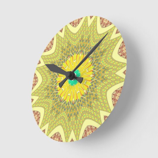 美しい黄金色のアフリカの民族部族パターン ラウンド壁時計 (傾斜)