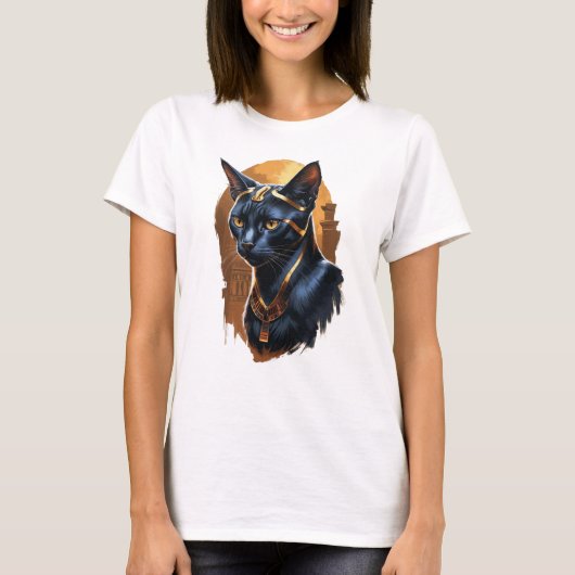 美しい黒いエジプトの猫 Tシャツ (正面)