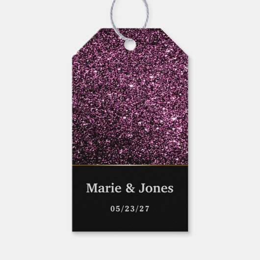美しい黒いグリッターの輝き ギフトタグ (正面)