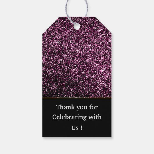 美しい黒いグリッターの輝き ギフトタグ (裏面)