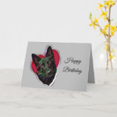 美しい黒いドイツのシェパード・ポップアート カード (黄色い花)