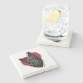 美しい黒いドイツの羊飼いポップアート ストーンコースター (横)