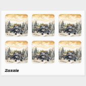 美しい黒いヴィンテージトラックの金ゴールドスカイ スクエアシール (シート)