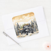 美しい黒いヴィンテージトラックの金ゴールドスカイ スクエアシール (封筒)