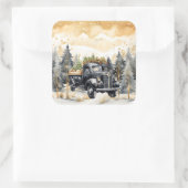 美しい黒いヴィンテージトラックの金ゴールドスカイ スクエアシール (バッグ)