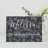 美しい黒い大理石の花嫁の提案 招待状 (スタンド正面)