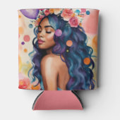 美しい黒い女数々の色のパーティーアート 缶クーラー (正面)