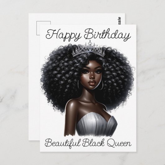 美しい黒い女王、メラニンシスタ、お誕生日おめでとう ポストカード (正面/裏面)