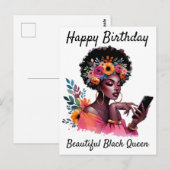 美しい黒い女王 メラニンシスタ 誕生日おめでとう ポストカード (正面/裏面)