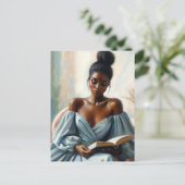 美しい黒い女読の本 ポストカード (スタンド正面)