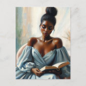美しい黒い女読の本 ポストカード (正面)