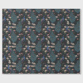 美しい黒い孔雀とマグノリアの花 ラッピングペーパー (フラット)