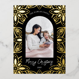 美しい黒い植物体のフレームフォト 箔シーズンポストカード